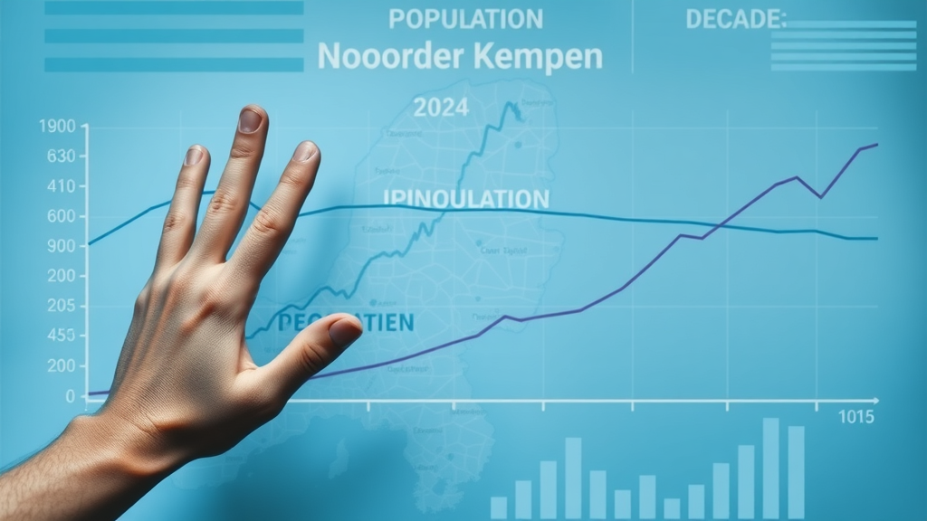 Population structure noorder kempen chart showing population growth or decline over a decade, local municipal map, and movement with upward or downward trendlines