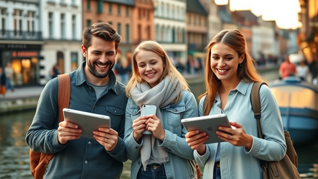 Toekomst toerisme België: Belgische familie verkent Brugge met interactieve technologie