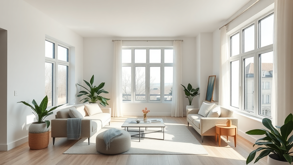 Professionele fotoreportage verkoop modern woonkamer natuurlijk licht hoge kwaliteit