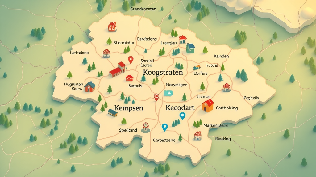 Kaart van de Kempen en omgeving met accent op Hoogstraten en scholen, is Hoogstraten een onderwijsstad