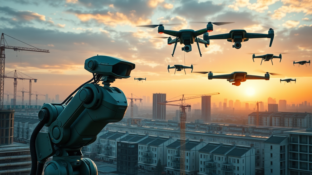 trends in de bouw - Robotica en drones in de bouwsector met 3D-geprinte woningen.