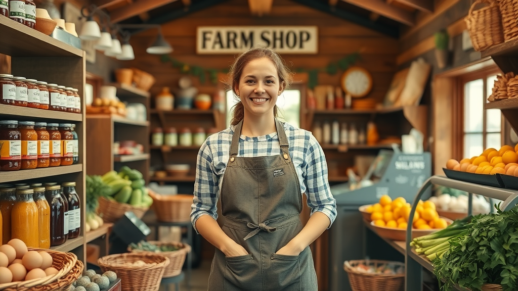 Authentieke hoevewinkel streekproducten op landelijke boerderijwinkel met lokale specialiteiten