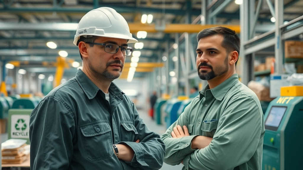 Milieubewuste Belgische ingenieurs observeren recyclingproces en duurzaam grondstoffengebruik in circulaire fabriek - duurzaam grondstoffengebruik in belgië