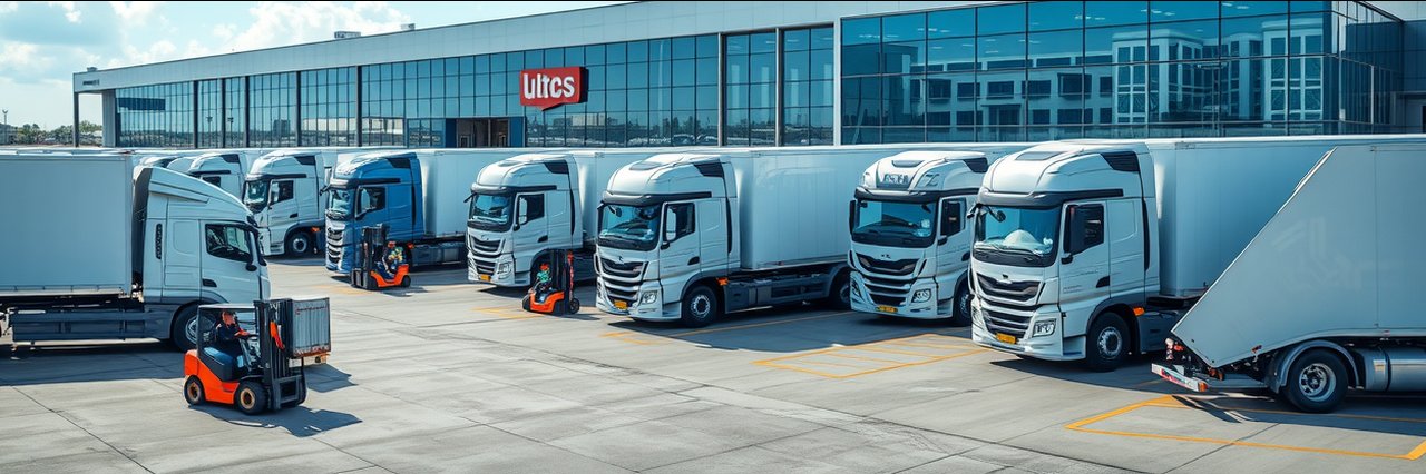 Internationaal transport, opslag en overslag in Hoogstraten with trucks and warehouse.