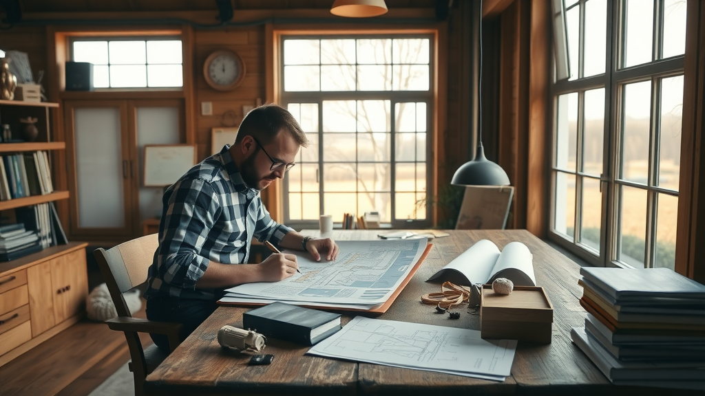 Architect in Hoogstraten ontwerpt bouwplan voor een droomhuis aan bureau