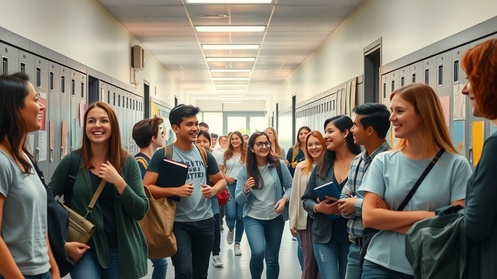 Drukke schoolgang in Hoogstraten met studenten en kunst op de muren, is Hoogstraten een onderwijsstad