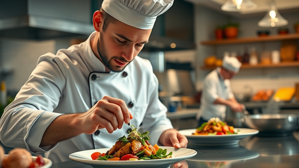 Chef in restaurant bereidt heerlijk eten in Hoogstraten met lokale ingrediƫnten