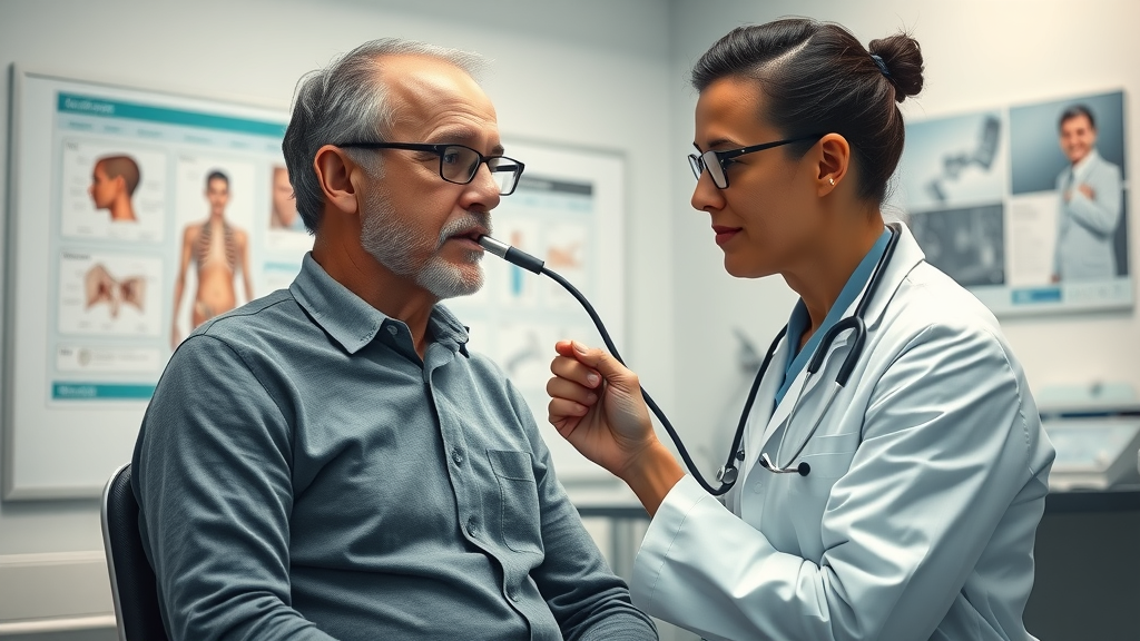 ENT doctor performs thorough ear, nose, and throat checkup in clinic