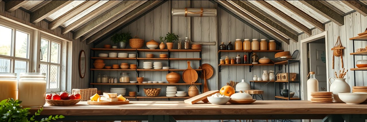 hoevewinkel streekproducten rustic counter with payment terminal and vintage crates