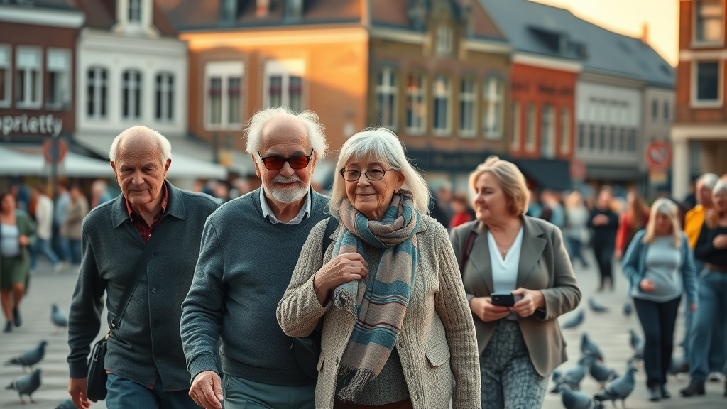 Elderly and young residents in noorder kempen symbolizing intergenerational diversity of the population structure