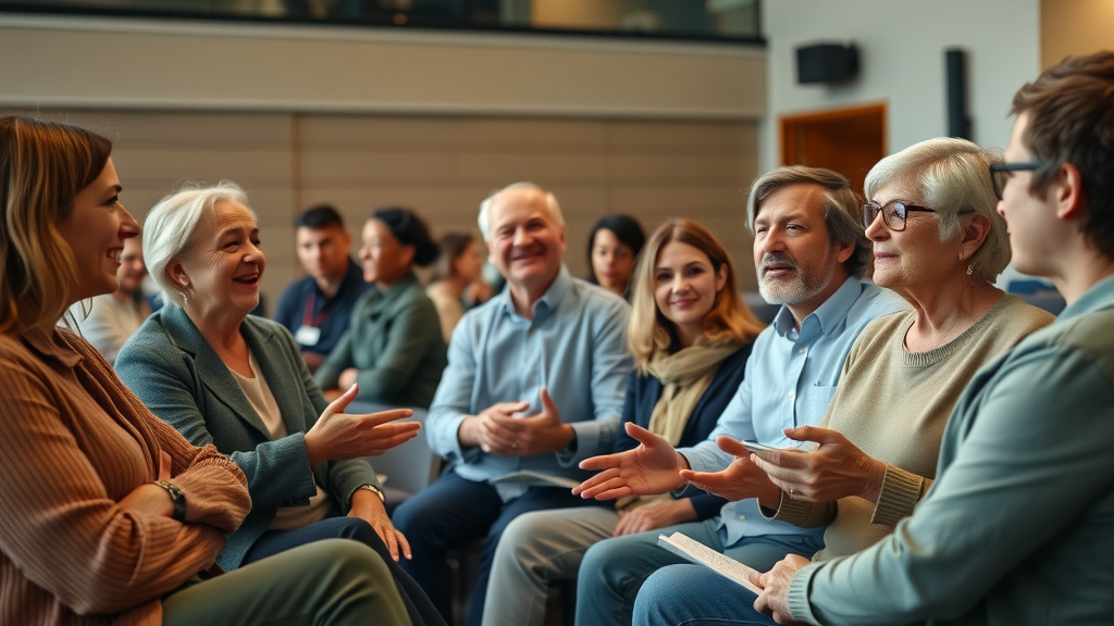 Engaged community members at a town hall in Noorder Kempen discussing sustainability