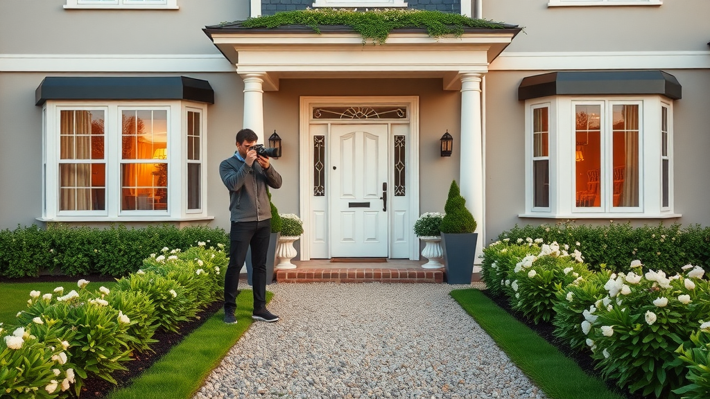 Professionele fotoreportage verkoop huis buitenaanzicht met tuin perfecte presentatie