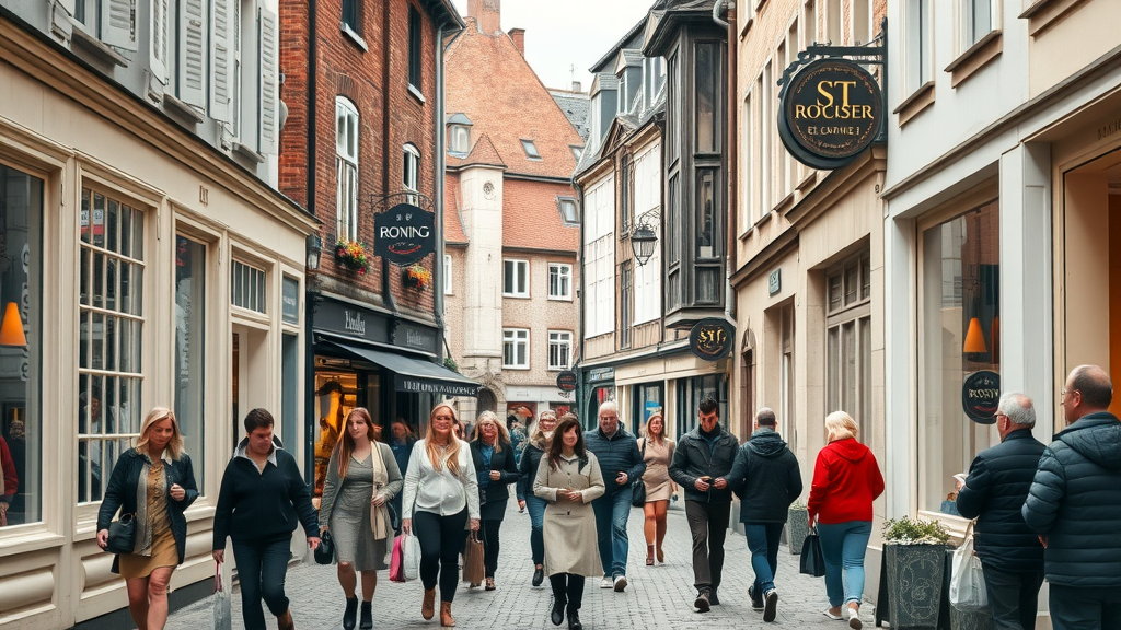 winkels in hoogstraten belgie charmante winkelstraat met mensen, boetieks en Belgische architectuur, gezellige terrassen