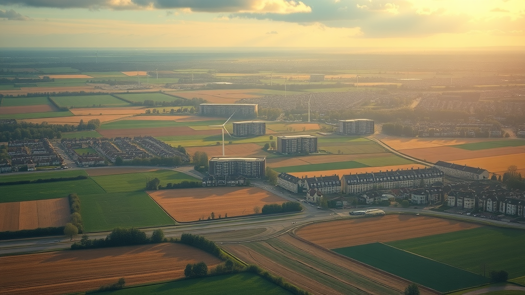 Transformation of rural to urban landscapes in Noorder Kempen showing suburb and green fields